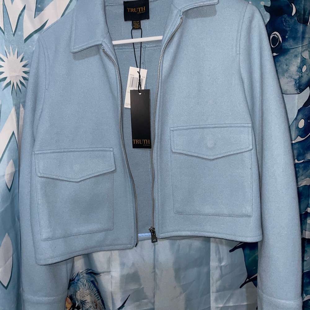 Truth Pale Blue Cropped Zip Jacket